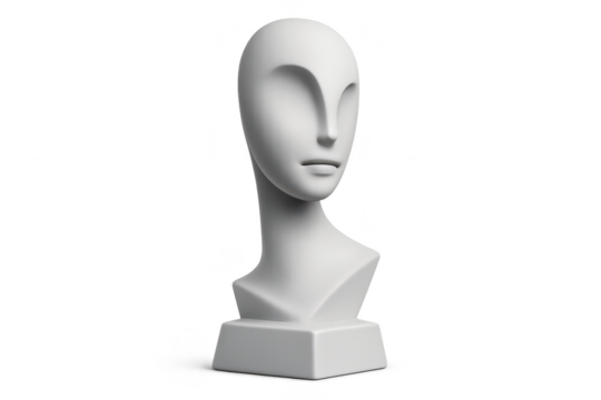 White mannequin head isolated on transparent background for design - Powered by Adobe