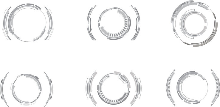 Vector illustrations of set of head up display,User interface for game and digital technology background.