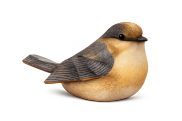 Cute bird with brown plumage on transparent background for designs.