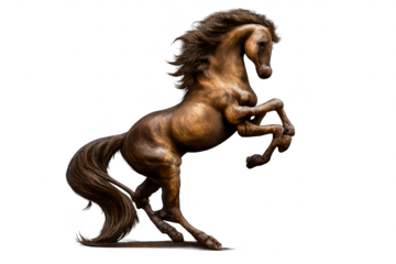 Bronze rearing horse isolated on transparent background design idea.