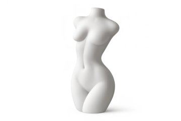 Female mannequin torso, white, isolated on transparent background art.