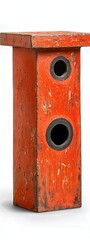 Rustic Weathered Orange Birdhouse with Circular Openings