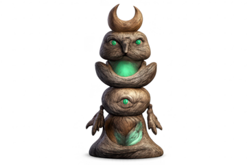 Mystical Wooden Totem Creature with a transparent background image.