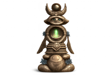 Mystical Totem with Glowing Eye on transparent background artwork.