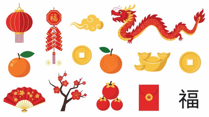 Chinese New Year Symbols and Icons.