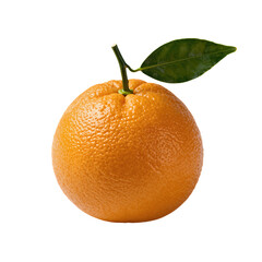 Fresh orange with green leaf attached