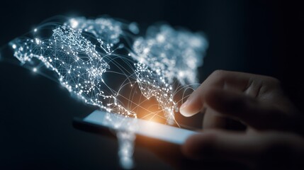 Medium shot portraying cyber diplomacy efforts in a global context emphasizing encrypted messaging platforms facilitating international agreements