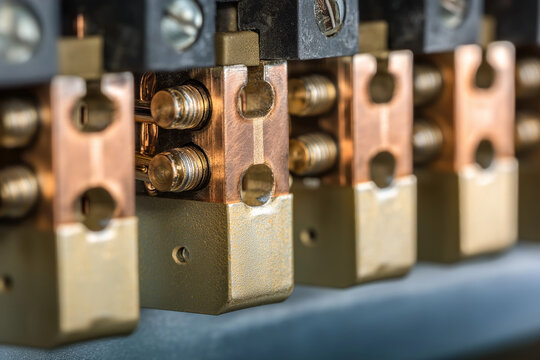 Copper busbar rail inside electrical distribution system