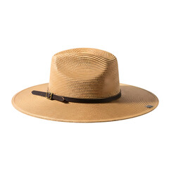 Elegant Wide-Brim Straw Sun Hat with Leather Strap, Transparency Cut-out