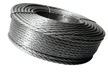 Coiled Steel Wire Rope Cable Isolated on Transparent Background Industrial Grayscale Image