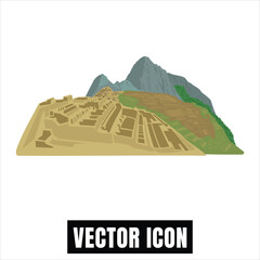Machu Picchu Inca City Landscape Vector Illustration Flat Design
