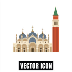 Obraz premium San Marco Basilica Venice Landmark Vector Illustration Flat Design