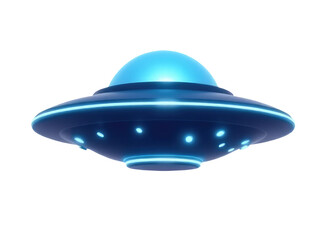 Fototapeta premium A blue alien spaceship flying through the air