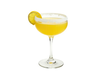 Freshly squeezed orange juice in a glass with a slice of lemon on the rim, perfect for a warm day or as a healthy beverage option