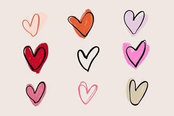 Colorful Minimal Doodle Heart Collection for Creative Projects