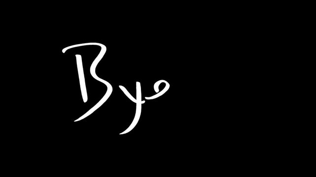 Handwritten bye message. Farewell expression, animation with alpha channel.