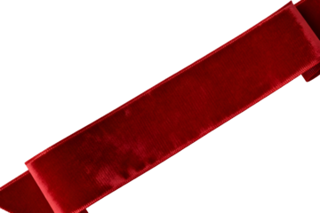Elegant Red Velvet Ribbon Banner Isolated on transparent Background