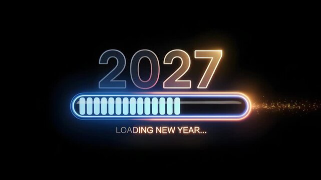 Loading New Year 2027 with modern neon progress bar
