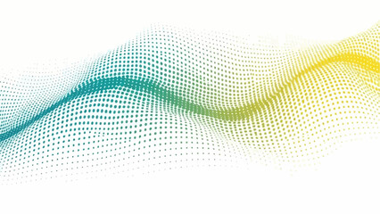Vibrant gradient wave of colorful dots on white background