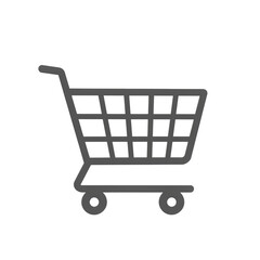 Grey shopping cart icon isolated