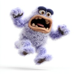 A clumsy, furry monster hilariously trips over its own feet, adding a playful touch to any design.