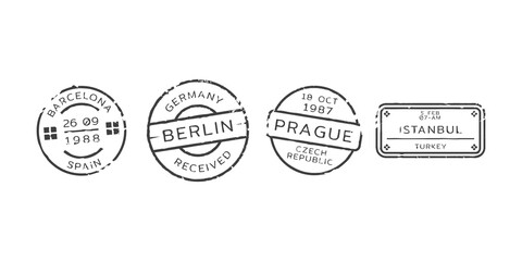 Blank postage stamp vector flat style cartoon illustration with mailing postal sticker template, isolated background, decorative label design for correspondence and communication