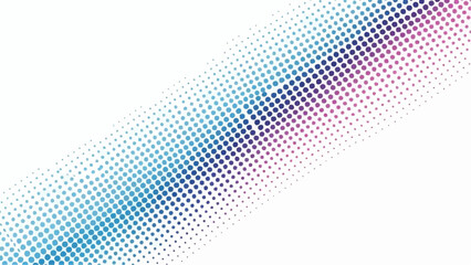 A contemporary diagonal halftone dot pattern, displaying a smooth color transition from cool blue to warm purple.