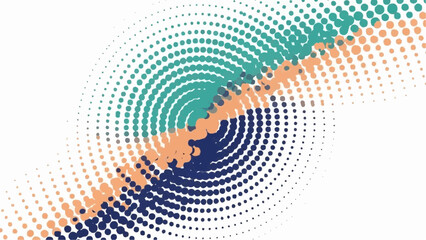 Abstract intersecting circles and lines formed by colorful dots create a dynamic, modern visual.