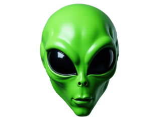 A close-up shot of an extraterrestrial being's face, featuring large dark pupils