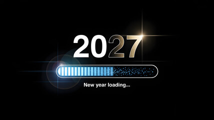 New Year 2027 loading with modern progress bar and star effect