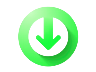 A green arrow pointing downwards in a circular shape, often used as a symbol or indicator