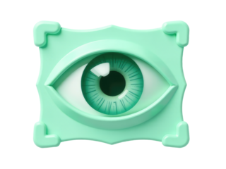 A single human eye on a white background