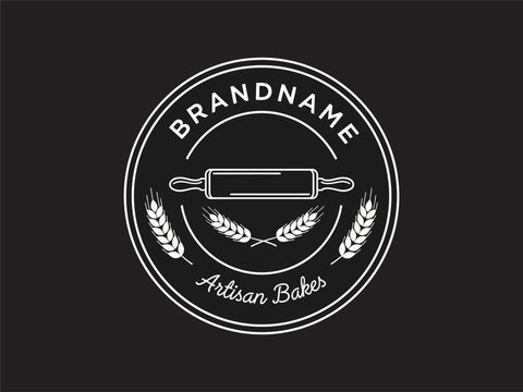 White Artisan Baker Logo Design Template.