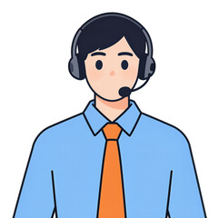 Male customer service agent with headset and microphone.