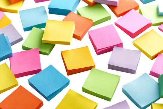 Strategic roadmap session using multiple post-it notes isolated on transparent background