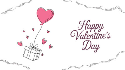Happy valentine's day gift box with heart balloon
