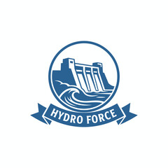 Hydro Force Dam Water Power Logo
