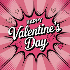Happy valentine's day greeting card with pink background