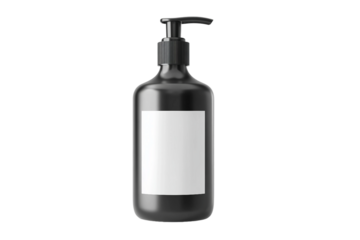 Blank label pump bottle for branding isolated on transparent background