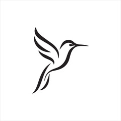  Silhouette hummingbird minimalist black simple line drawing style vector illustration