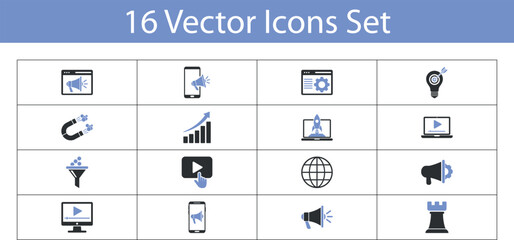Digital marketing icons isolated on white background. Digital Marketing and SEO Icons Set for 
Business Growth and Strategy