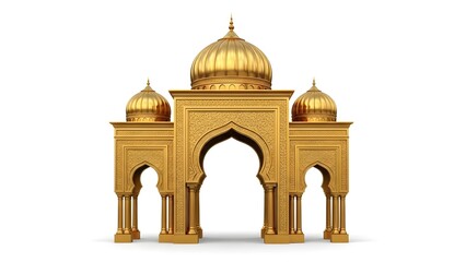 Intricate islamic architecture with golden domes