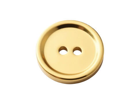 A single gold button sits alone on a clean white surface, ready for use or decoration