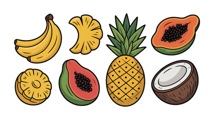 Tropical Fruit Assortment: A vibrant collection of tropical fruits, each bursting with exotic flavors and colors, representing a taste of paradise.