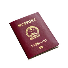 Red passport with gold emblem isolated