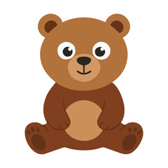 Adorable teddy bear sitting cartoon character for children coloring activity book