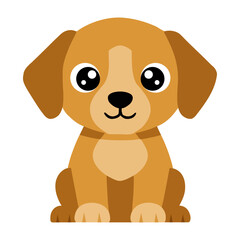 Cute puppy sitting illustration for kids coloring book page isolated on white