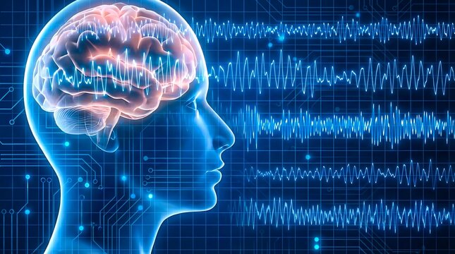 Human brain activity visualization with digital neural signal background
