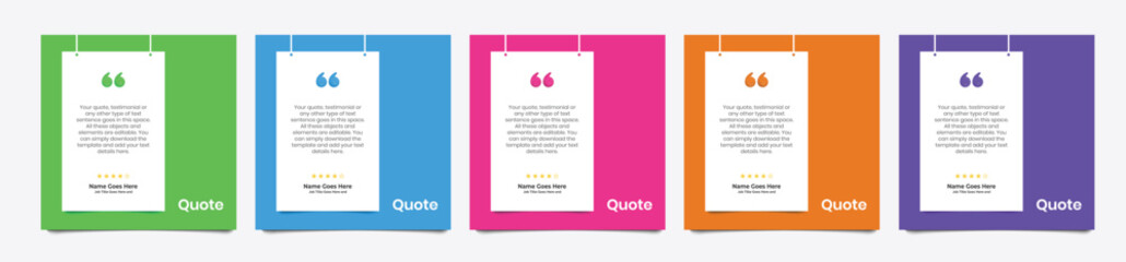 Fototapeta premium Creative Testimonial Editable Vector template, Quote template, Empty speech bubbles, What our Clients Say, Review, Feedback, Infographic Template, Label, editable text box design, recommendation note