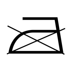 Iron silhouette symbol with a cross through it. Do not iron. The fabric cannot withstand heat and contact with the soleplate of an iron. Information on the garment label. Warning sign.